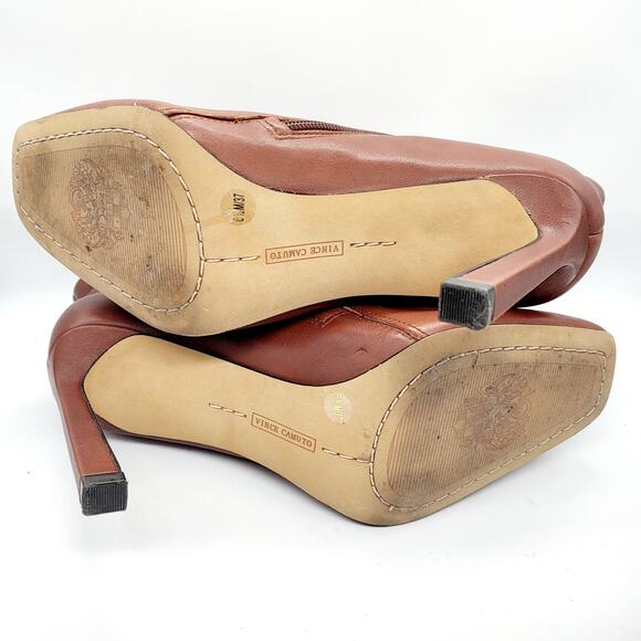 Vince Camuto Taileen Brown Genuine Leather Square Toe Ankle Booties Women’s 6.5 - Picture 8 of 9